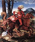Hans Baldung Famous Paintings - The Knight, the Young Girl, and Death